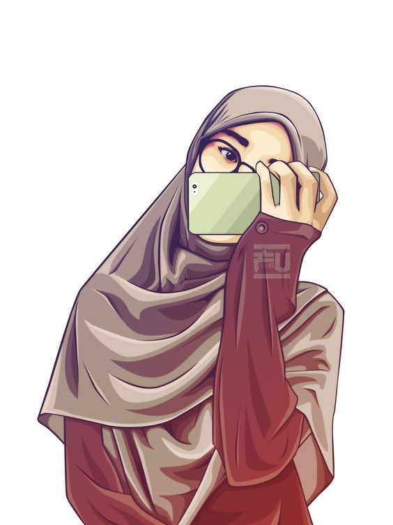 Gambar kartun muslimah berkacamata