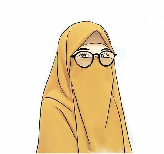 Gambar kartun muslimah berkacamata