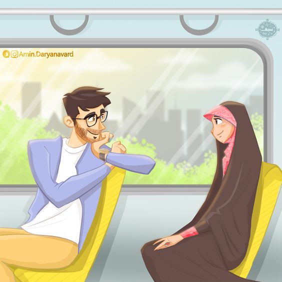 Gambar kartun pasangan muslim